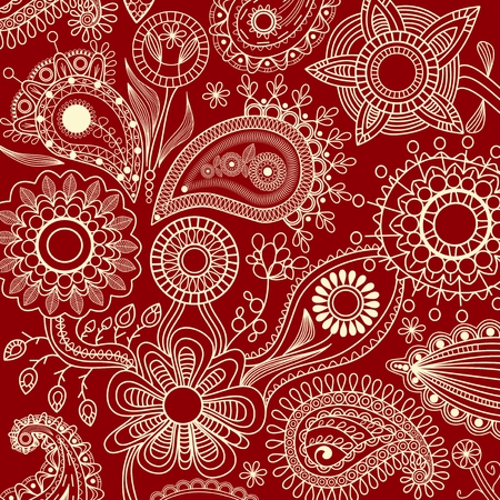 Floral pattern with paisleyのイラスト素材