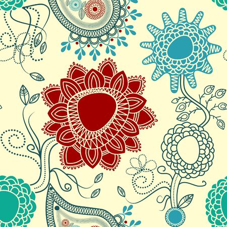 Floral seamless pattern with paisleyのイラスト素材
