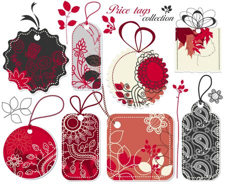 Cute floral tags collectionのイラスト素材