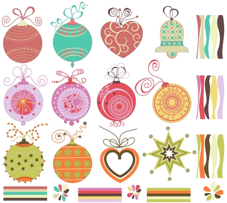 Retro Christmas balls のイラスト素材