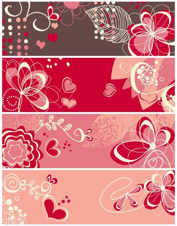 Cute love banners collection のイラスト素材