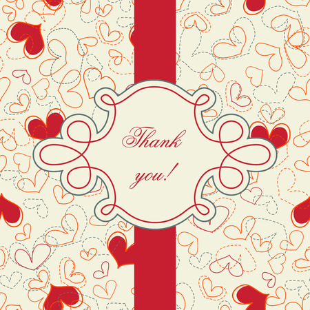 Thank you card; hearts seamless patternのイラスト素材