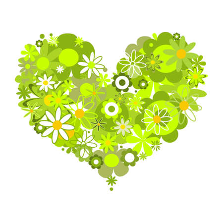 Green floral heart, eco message のイラスト素材