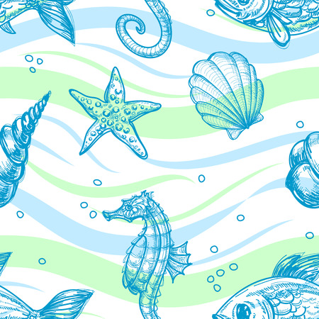 Marine seamless pattern のイラスト素材