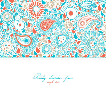 Paisley floral frameのイラスト素材