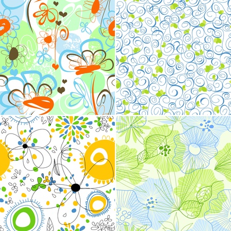 Light floral seamless patterns のイラスト素材