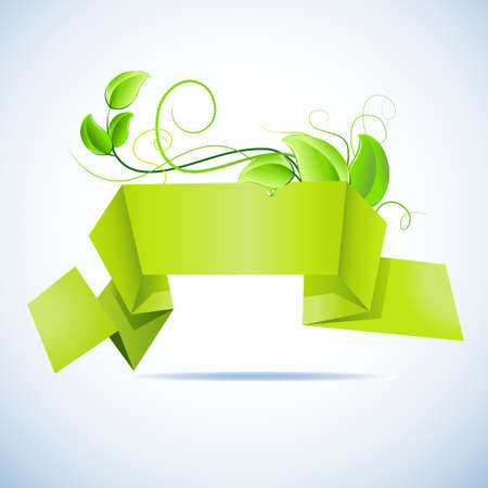 Green paper banner, nature concept のイラスト素材