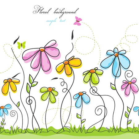 Colorful summer floral background のイラスト素材