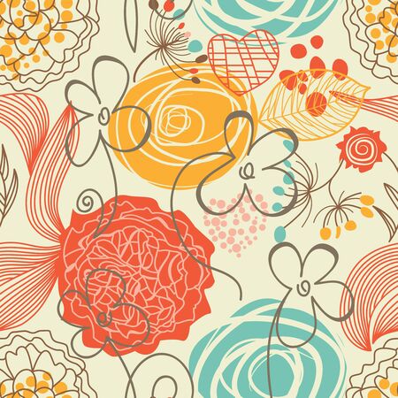 Retro floral seamless pattern のイラスト素材