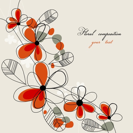Cute red flowers backgroundのイラスト素材