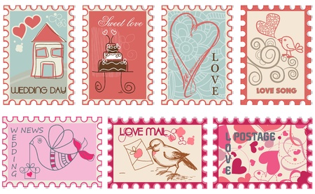 Love wedding stamps collection のイラスト素材