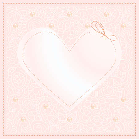 Wedding invitation with lace and pearls のイラスト素材