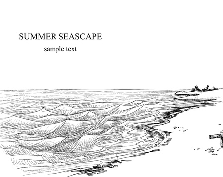 Summer seascape sketch のイラスト素材