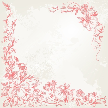 Vintage floral frameのイラスト素材
