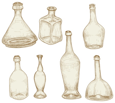 Bottles drawings のイラスト素材