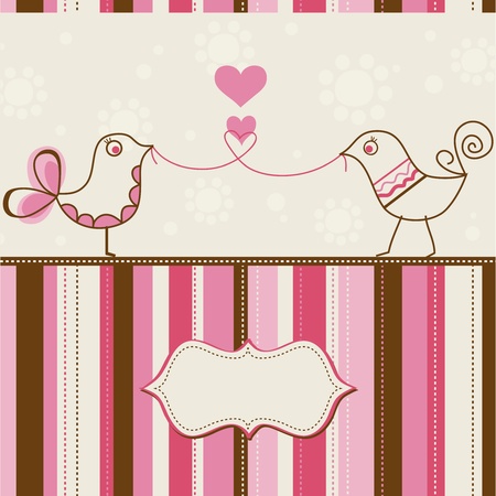 Birds love greeting card のイラスト素材