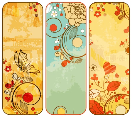Vintage paper floral banners のイラスト素材