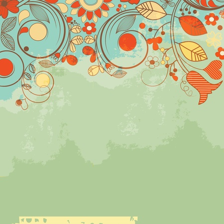 Retro romantic floral background, old paper texture のイラスト素材
