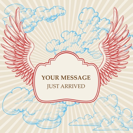 Flying winged frame over the sky speed concept のイラスト素材