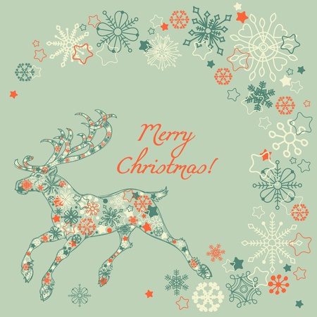 Retro Christmas deerのイラスト素材