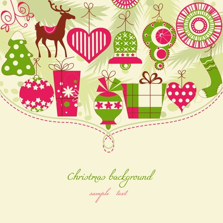 Christmas background in red and green icons のイラスト素材