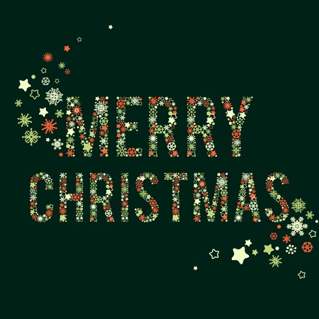 Merry Christmas lettering of snowflakes vector illustration のイラスト素材