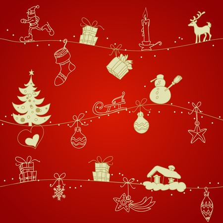 Red Christmas seamless patternのイラスト素材