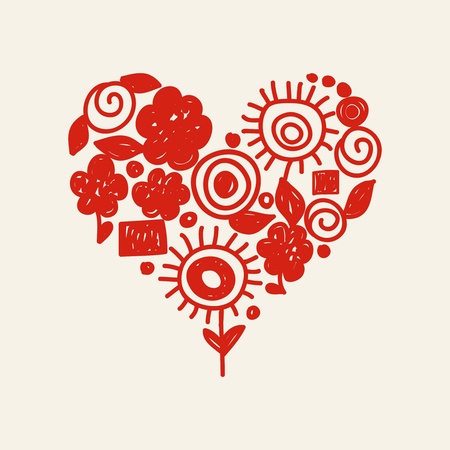 Cute doodle heartのイラスト素材