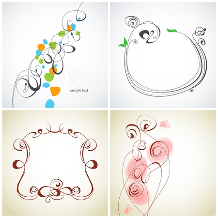 Set of calligraphic decorationのイラスト素材
