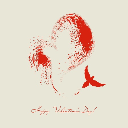 Bird flying heart shapeのイラスト素材