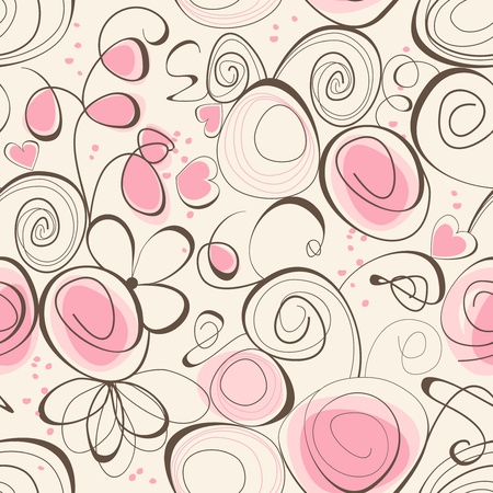 Calligraphic romantic seamless patternのイラスト素材