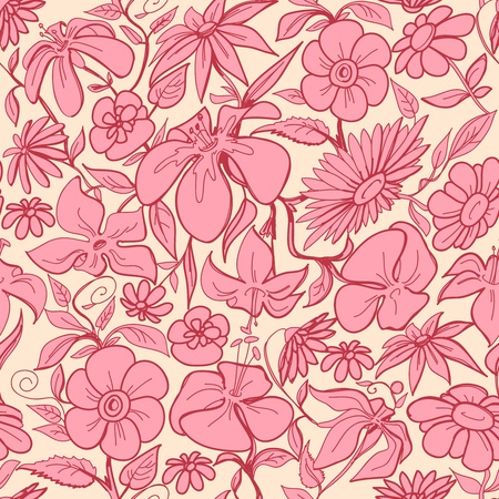Retro floral seamless patternのイラスト素材