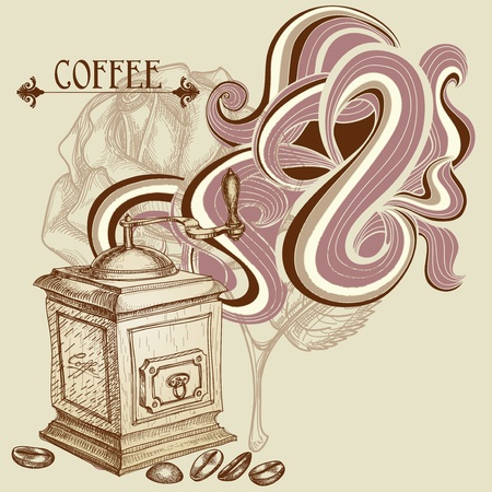 Coffee background, vintage coffee millのイラスト素材
