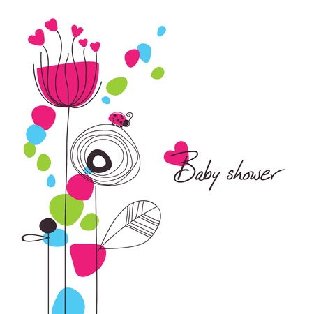 Happy floral baby showerのイラスト素材