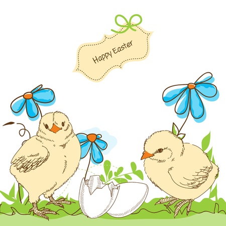 Easter chickenのイラスト素材