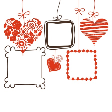 Hearts and doodle frames for text or photoのイラスト素材