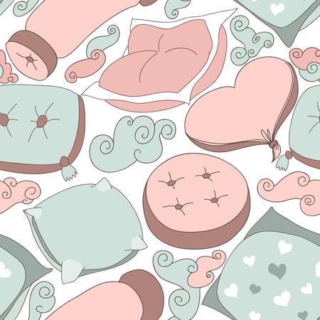 Pillows and clouds seamless patternのイラスト素材