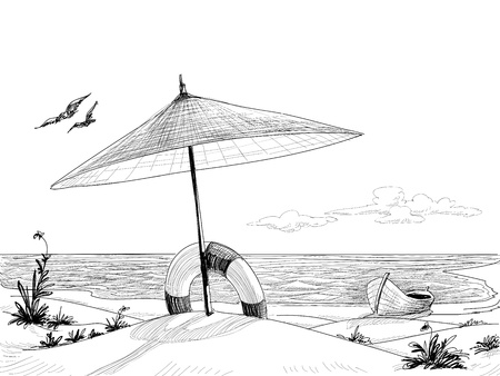 Beach background vectorのイラスト素材