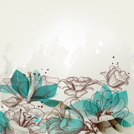 Retro floral backgroundのイラスト素材