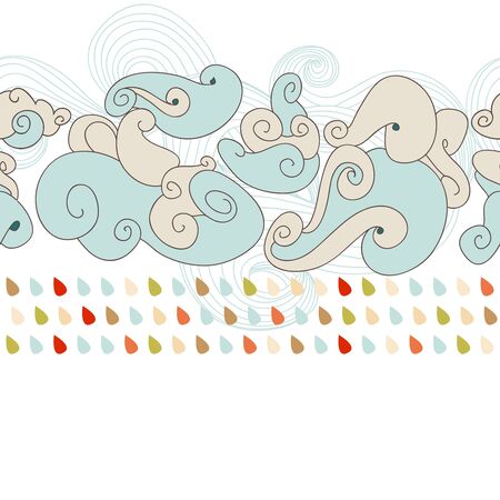 Clouds and rain seamless patternのイラスト素材