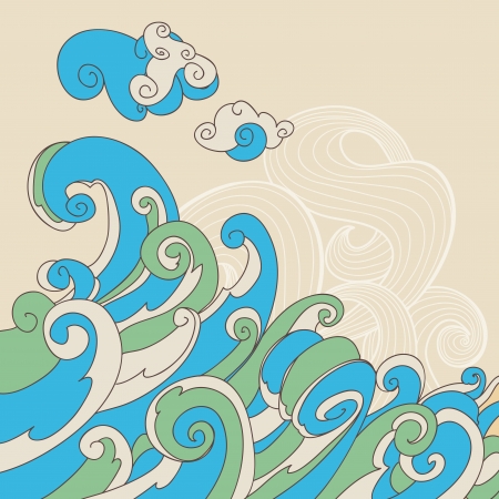 Retro sea waves vector backgroundのイラスト素材