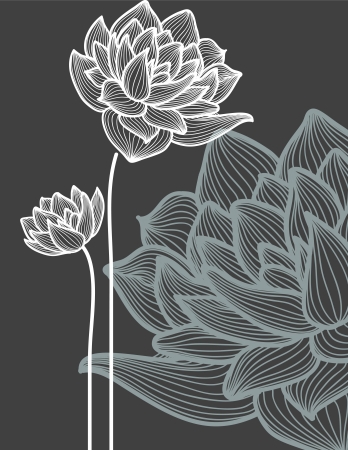 flowers over black background のイラスト素材