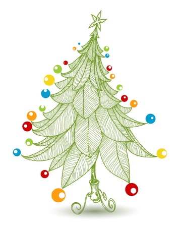 Brightly decorated Christmas tree for childrenのイラスト素材