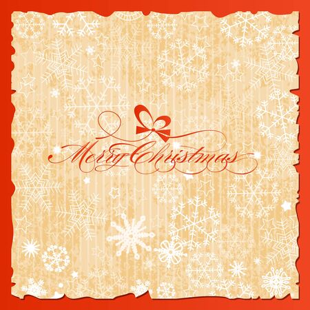 Merry Christmas lettering over vintage paper snowflakes backgroundのイラスト素材