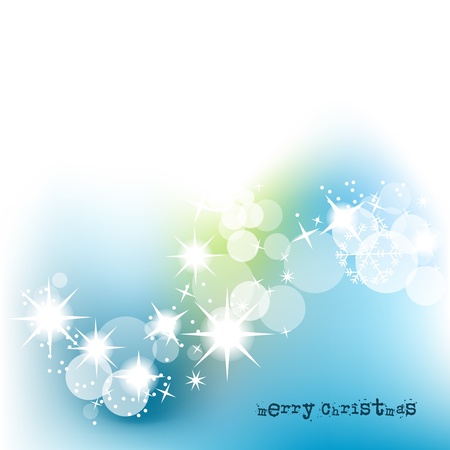 Christmas background in blue and green over white lights designのイラスト素材