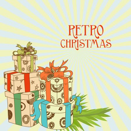 Retro Christmas present vector illustration のイラスト素材