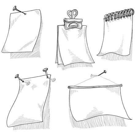 Pieces of paper for text, sketch vectorのイラスト素材