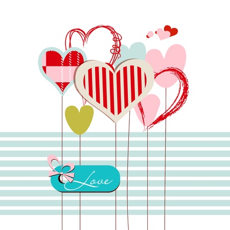 Hearts greeting card with love message のイラスト素材