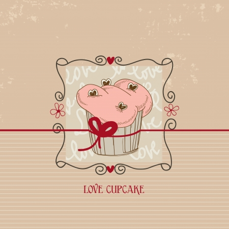 Love cupcake, Valentine day cute card のイラスト素材