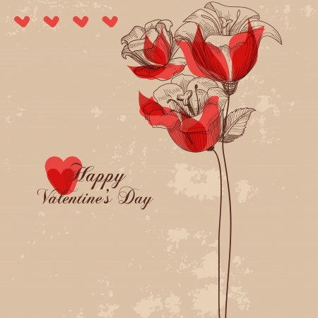 Floral greeting card, Valentine's card のイラスト素材